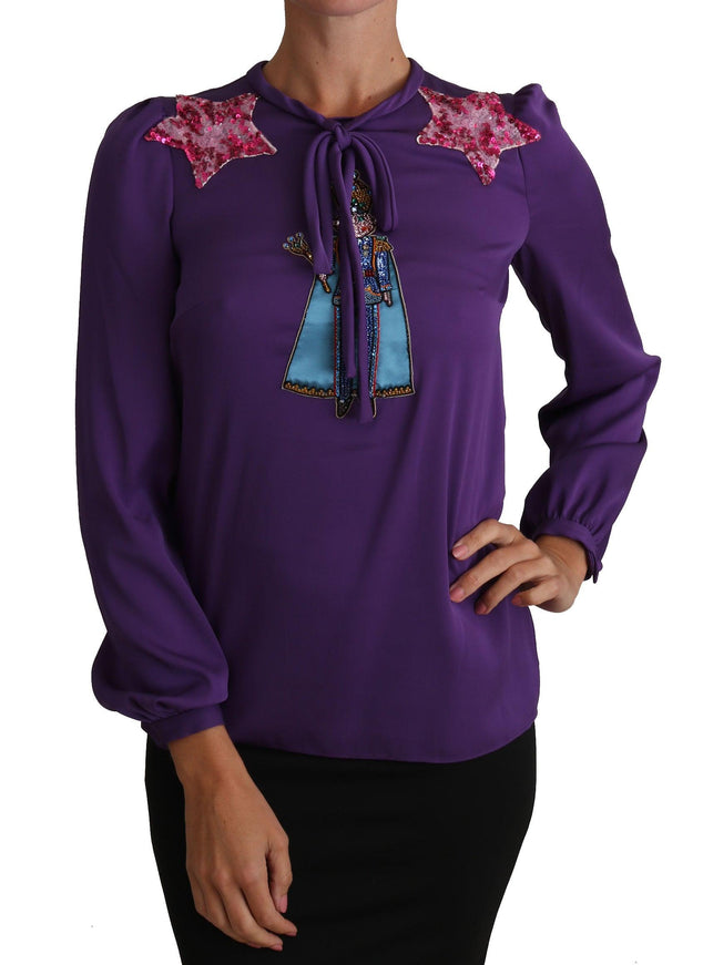 Dolce & Gabbana Purple Blouse Prince Fairy Tale Embellished Top