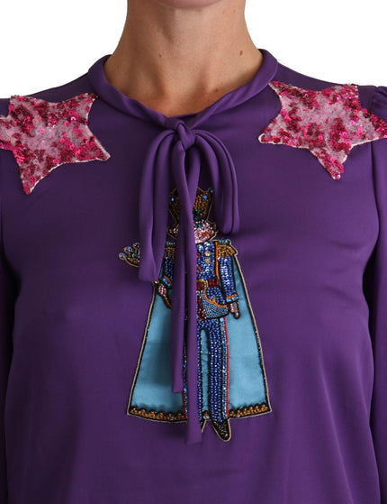 Dolce & Gabbana Purple Blouse Prince Fairy Tale Embellished Top - Ellie Belle