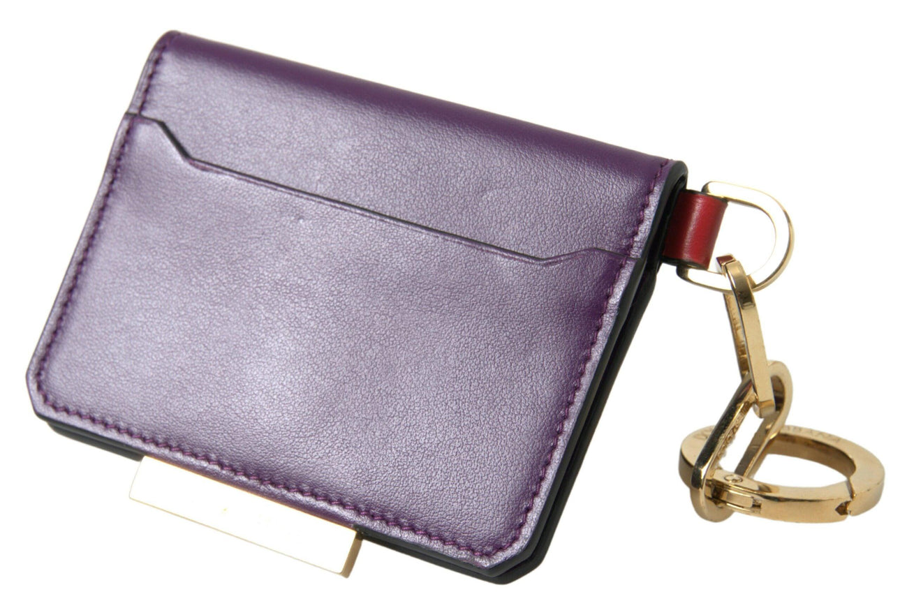 Dolce & Gabbana Purple Calf Leather Bifold Logo Card Holder Wallet - Ellie Belle