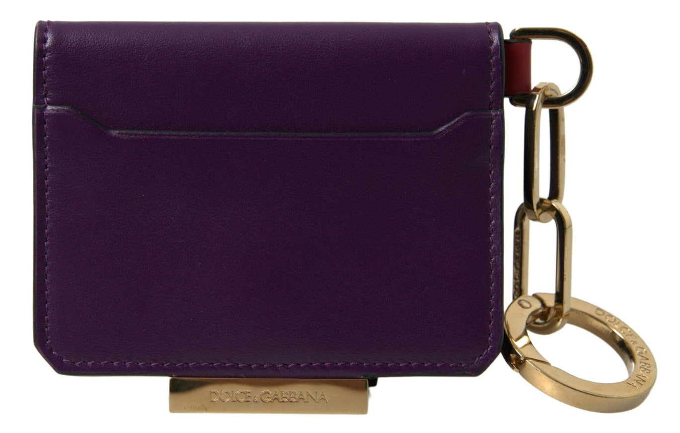 Dolce & Gabbana Purple Calf Leather Bifold Logo Card Holder Wallet - Ellie Belle