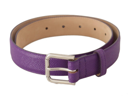Dolce & Gabbana Purple Calfskin Leather Logo Engraved Buckle Belt - Ellie Belle