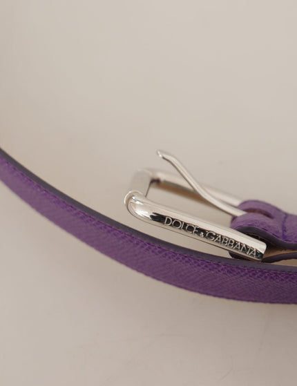 Dolce & Gabbana Purple Calfskin Leather Logo Engraved Buckle Belt - Ellie Belle
