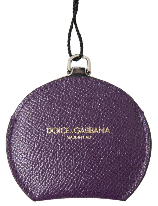 Dolce & Gabbana Purple Calfskin Leather Round Hand Mirror Holder - Ellie Belle