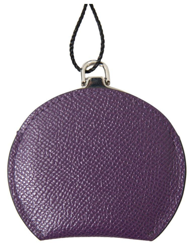 Dolce & Gabbana Purple Calfskin Leather Round Hand Mirror Holder - Ellie Belle