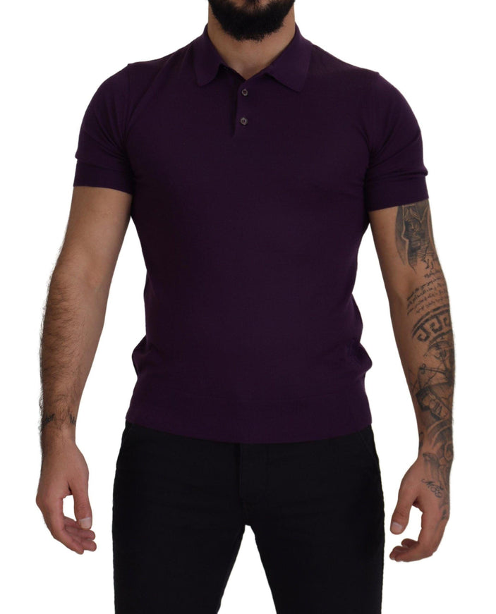 Dolce & Gabbana Purple Cashmere Polo Top Mens T-shirt - Ellie Belle