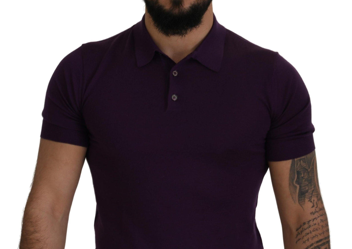 Dolce & Gabbana Purple Cashmere Polo Top Mens T-shirt - Ellie Belle