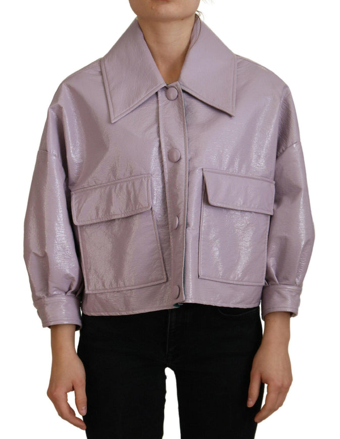 Dolce & Gabbana Purple Cotton Button Down Cropped Jacket - Ellie Belle