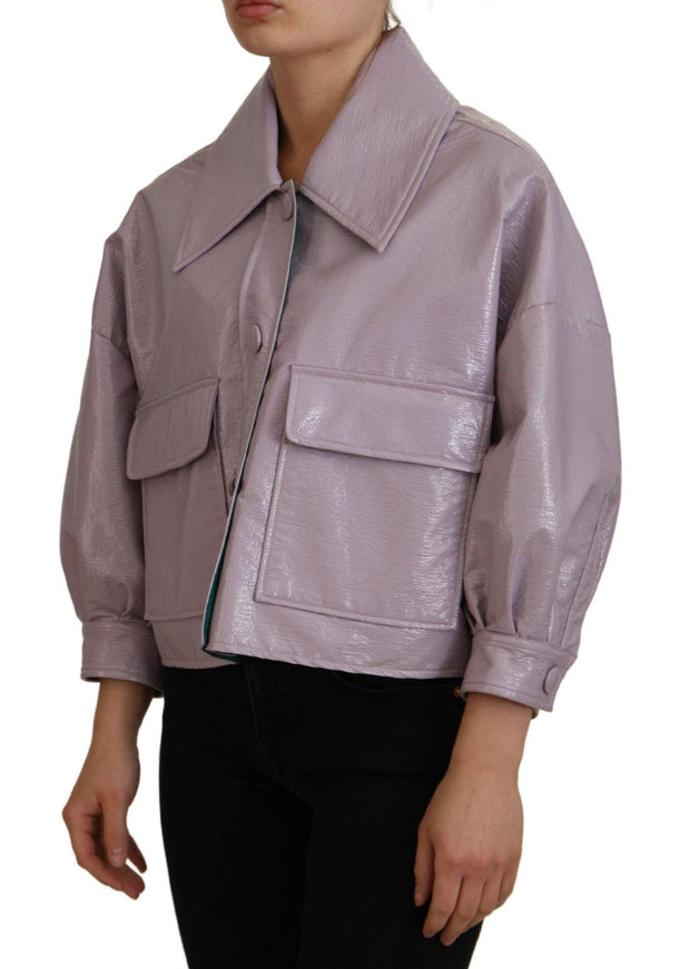 Dolce & Gabbana Purple Cotton Button Down Cropped Jacket - Ellie Belle