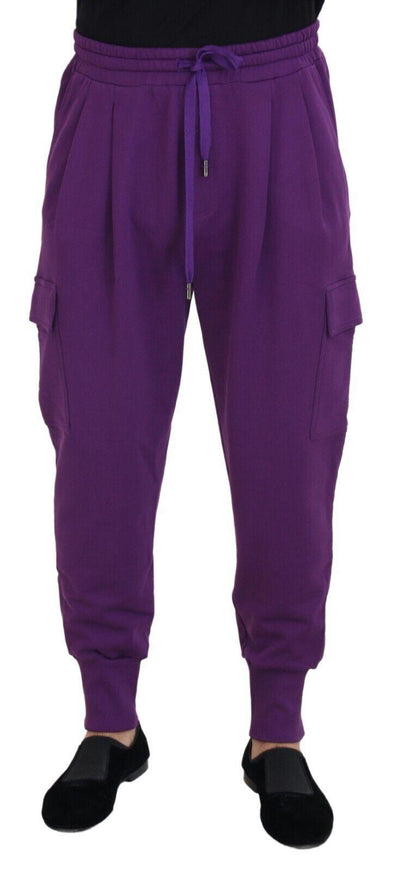 Dolce & Gabbana Purple Cotton Cargo Sweatpants Jogging Pants - Ellie Belle