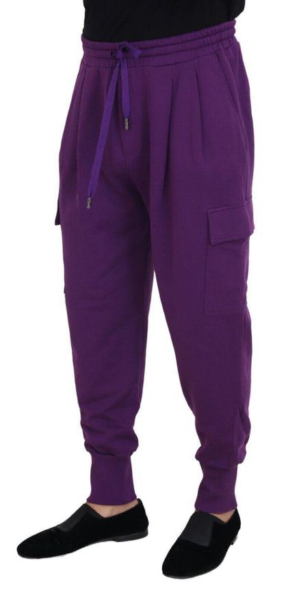 Dolce & Gabbana Purple Cotton Cargo Sweatpants Jogging Pants - Ellie Belle