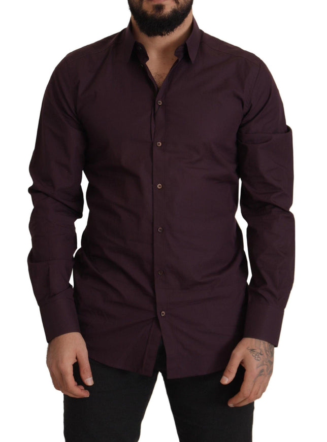 Dolce & Gabbana Purple Cotton GOLD Slim Fit Dress Shirt - Ellie Belle