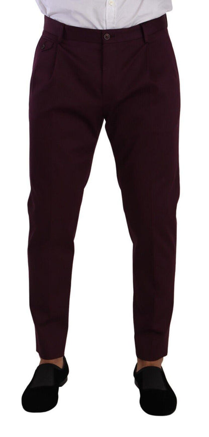 Dolce & Gabbana Purple Cotton Tapered Chinos Dress Pants - Ellie Belle