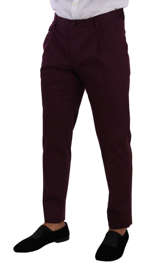 Dolce & Gabbana Purple Cotton Tapered Chinos Dress Pants - Ellie Belle