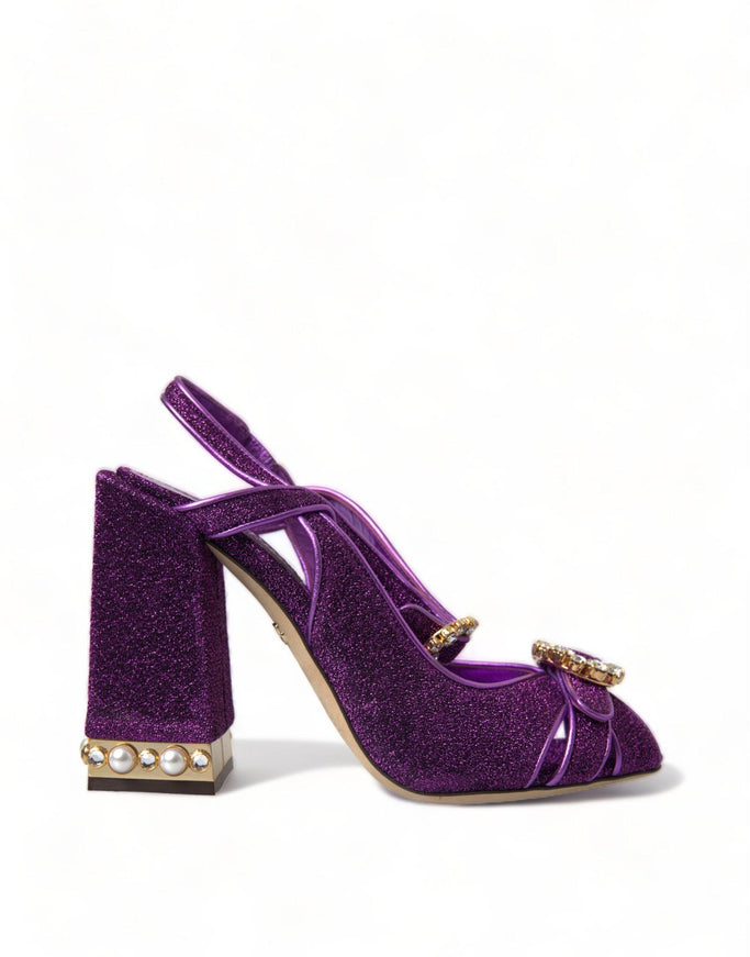 Dolce & Gabbana Purple Crystal Ankle Strap Sandals Shoes - Ellie Belle