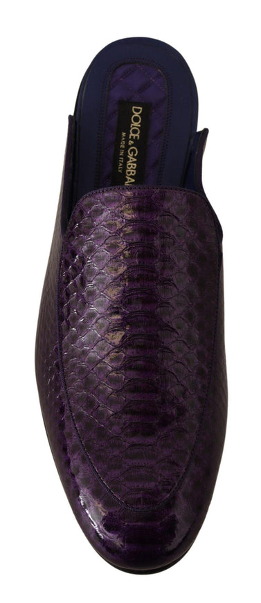 Dolce & Gabbana Purple Exotic Leather Flats Slides Shoes - Ellie Belle