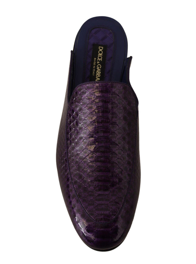 Dolce & Gabbana Purple Exotic Leather Flats Slides Shoes - Ellie Belle