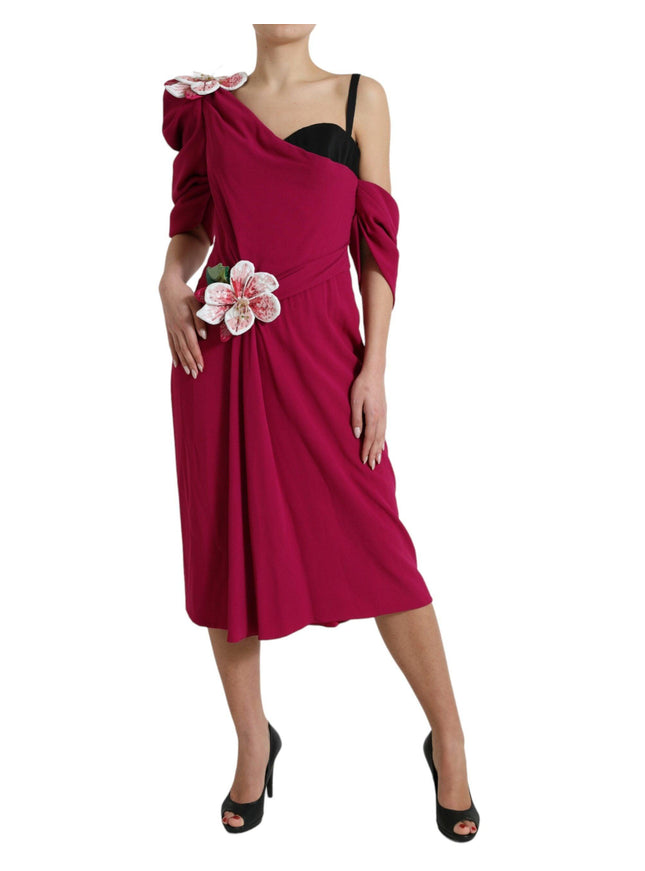 Dolce & Gabbana Purple Flower Embellished One Shoulder Dress - Ellie Belle