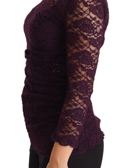 Dolce & Gabbana Purple Lace Long Sleeve Top Blouse - Ellie Belle