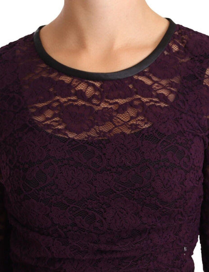 Dolce & Gabbana Purple Lace Long Sleeve Top Blouse - Ellie Belle