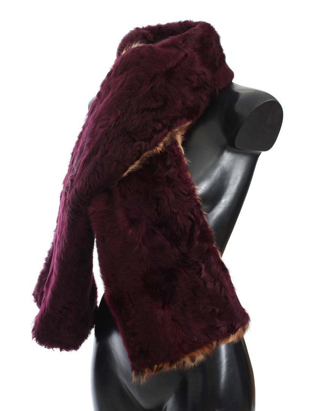 Dolce & Gabbana Purple Lamb Fur Leopard Print Scarf - Ellie Belle