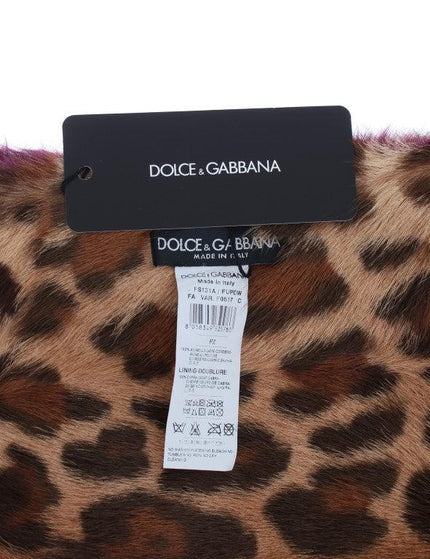 Dolce & Gabbana Purple Lamb Fur Leopard Print Scarf - Ellie Belle