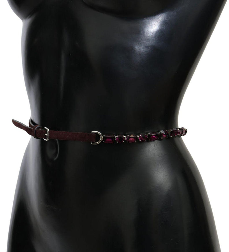 Dolce & Gabbana Purple Leather Crystals Waist Belt - Ellie Belle