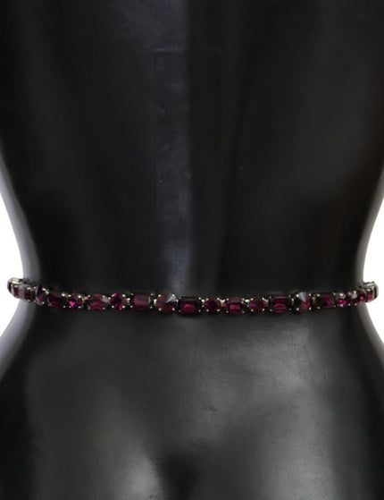 Dolce & Gabbana Purple Leather Crystals Waist Belt - Ellie Belle