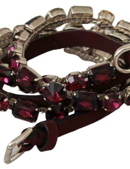 Dolce & Gabbana Purple Leather Crystals Waist Belt - Ellie Belle