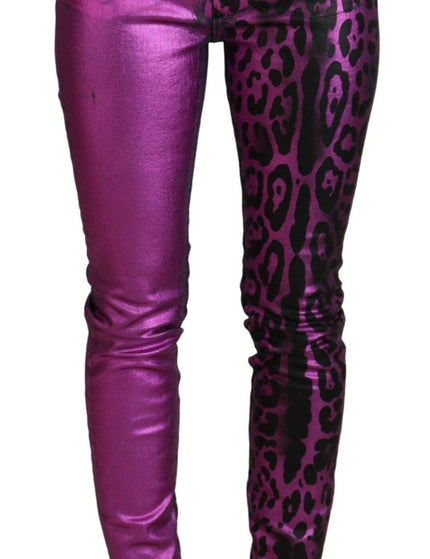 Dolce & Gabbana Purple Leopard Cotton Slim Fit Denim Jeans - Ellie Belle