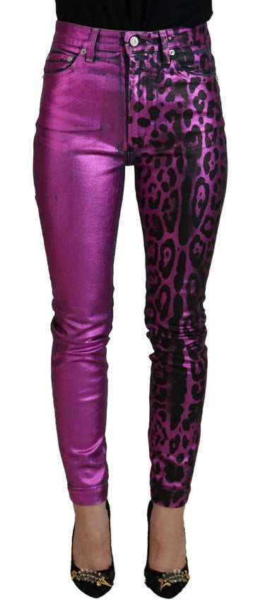 Dolce & Gabbana Purple Leopard Cotton Slim Fit Denim Jeans - Ellie Belle