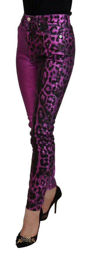 Dolce & Gabbana Purple Leopard Cotton Slim Fit Denim Jeans - Ellie Belle