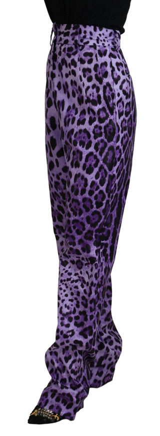 Dolce & Gabbana Purple Leopard Print High Waist Pants - Ellie Belle