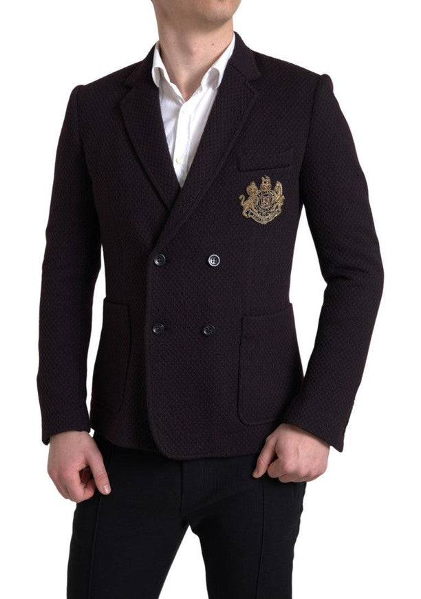 Dolce & Gabbana Purple Logo Embroidery Double Breasted Blazer - Ellie Belle