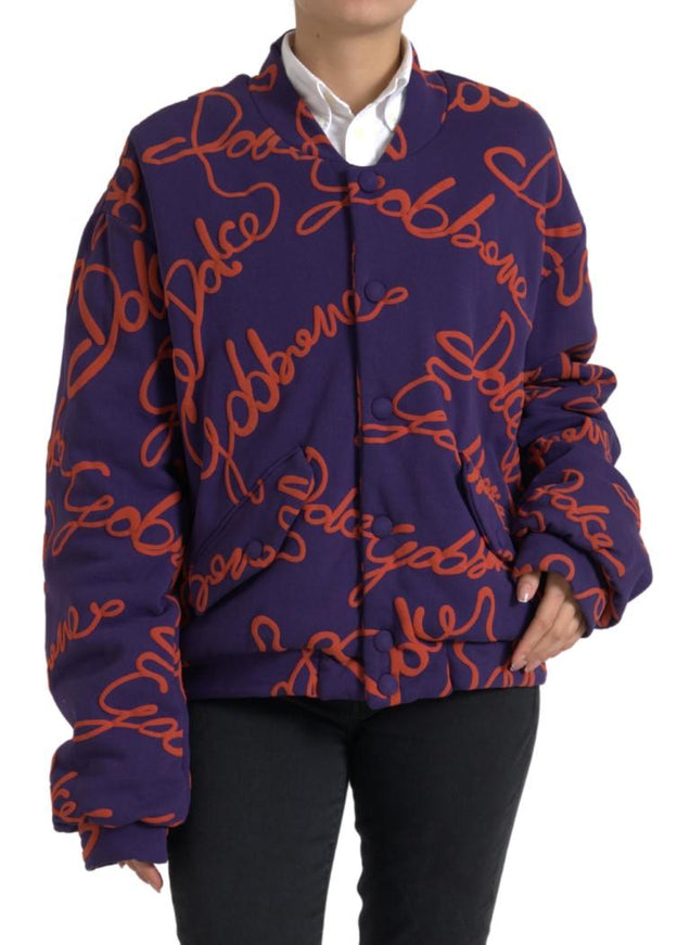 Dolce & Gabbana Purple Logo Print Nylon Button Down Jacket - Ellie Belle