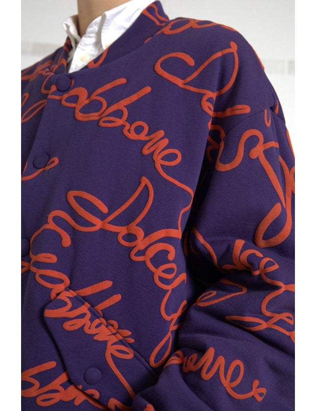Dolce & Gabbana Purple Logo Print Nylon Button Down Jacket - Ellie Belle