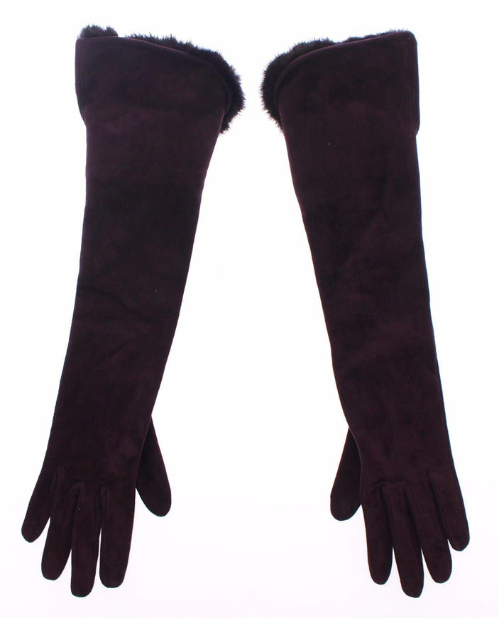 Dolce & Gabbana Purple Mink Fur Goatskin Suede Leather Gloves - Ellie Belle