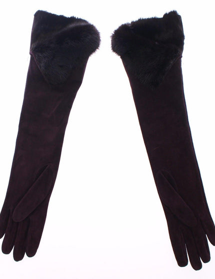 Dolce & Gabbana Purple Mink Fur Goatskin Suede Leather Gloves - Ellie Belle