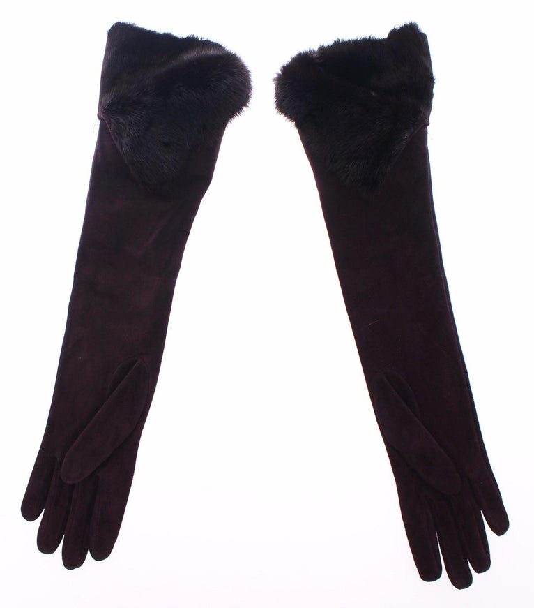 Dolce & Gabbana Purple Mink Fur Goatskin Suede Leather Gloves - Ellie Belle