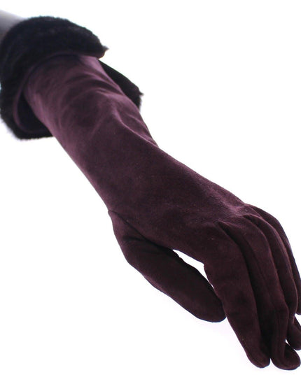 Dolce & Gabbana Purple Mink Fur Goatskin Suede Leather Gloves - Ellie Belle
