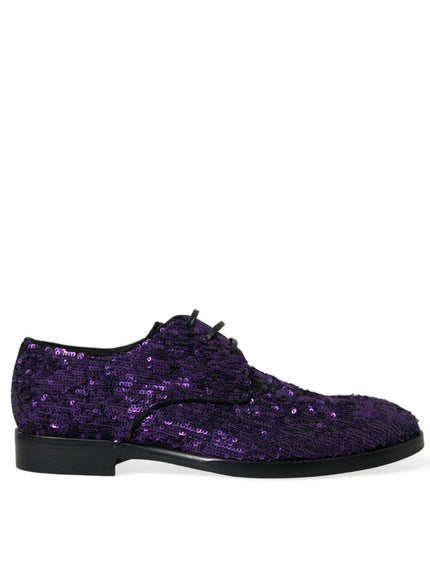 Dolce & Gabbana Purple Sequined Lace Up Oxford Dress Shoes - Ellie Belle