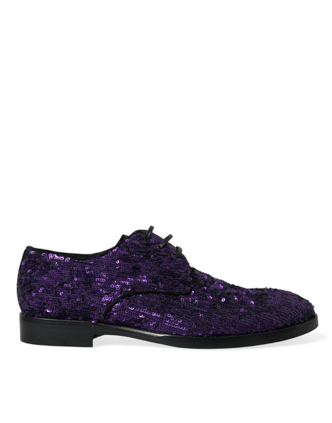 Dolce & Gabbana Purple Sequined Lace Up Oxford Dress Shoes - Ellie Belle