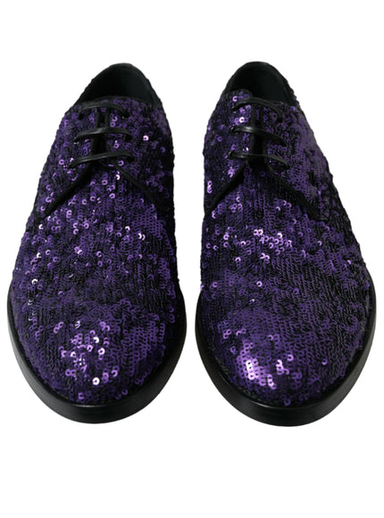 Dolce & Gabbana Purple Sequined Lace Up Oxford Dress Shoes - Ellie Belle