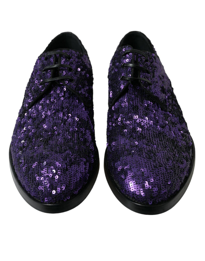 Dolce & Gabbana Purple Sequined Lace Up Oxford Dress Shoes - Ellie Belle