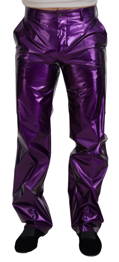 Dolce & Gabbana Purple Shining Men Casual Pants - Ellie Belle