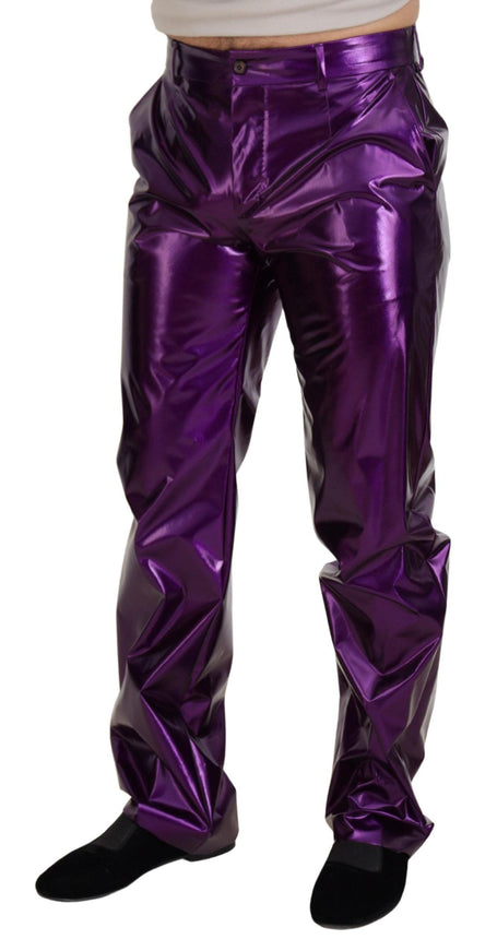 Dolce & Gabbana Purple Shining Men Casual Pants - Ellie Belle