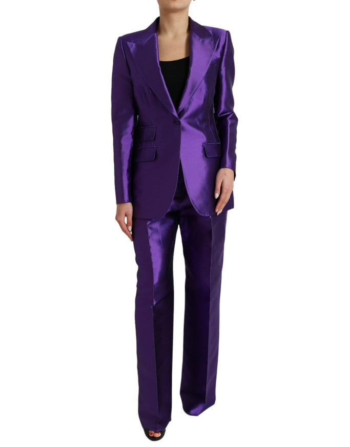 Dolce & Gabbana Purple Silk Slim Fit Formal 2 Piece Suit - Ellie Belle