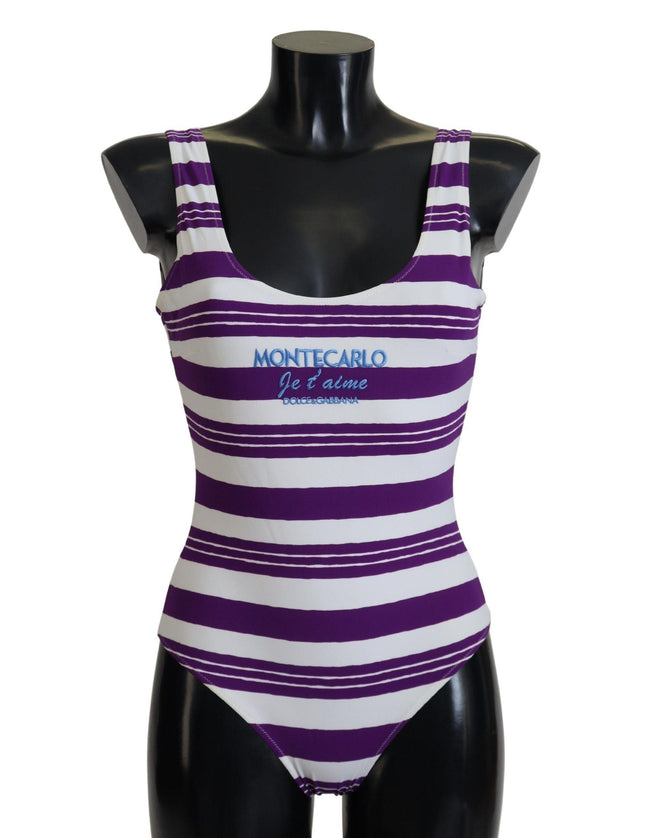 Dolce & Gabbana Purple striped One Piece Beachwear Bikini - Ellie Belle