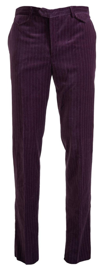 Dolce & Gabbana Purple Striped Straight Fit Formal Trousers Pants - Ellie Belle