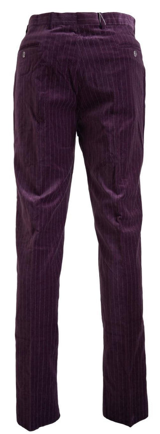 Dolce & Gabbana Purple Striped Straight Fit Formal Trousers Pants - Ellie Belle