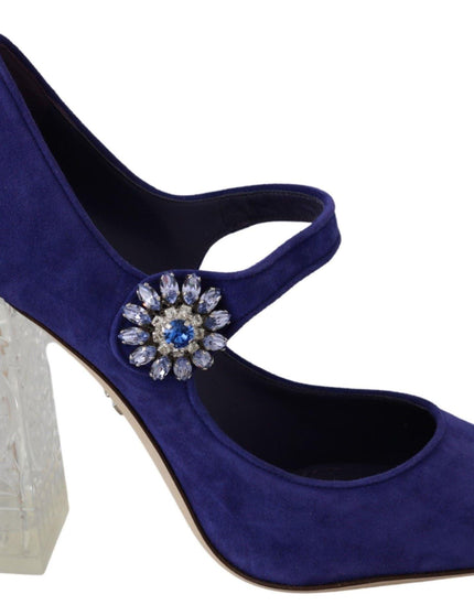 Dolce & Gabbana Purple Suede Crystal Pumps Heels Shoes - Ellie Belle